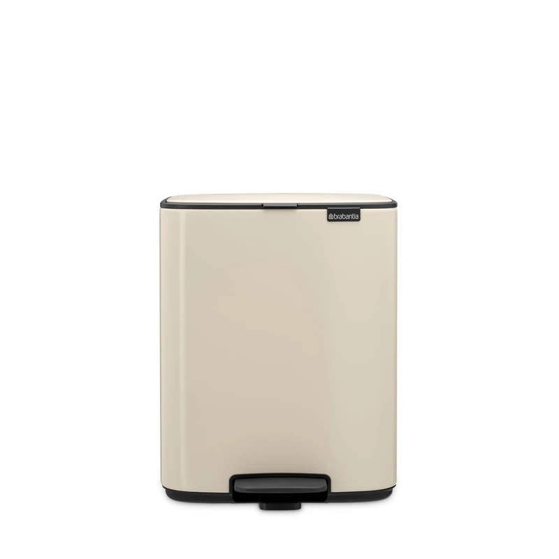 Brabantia Bo Pedal Bin 12L (Soft Beige), Soft Closing Waste Bin with Light Pedal Operation, Easy to Clean Removable Plastic Inner Bucket with Free PerfectFit Rubbish Bags Included