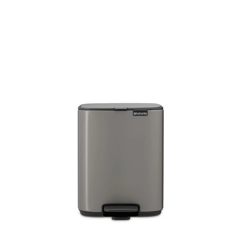 Brabantia Bo Pedal Bin 7L (Platinum), Soft Closing Waste Bin with Light Pedal Operation, Easy to Clean Removable Plastic Inner Bucket with Free PerfectFit Rubbish Bags Included