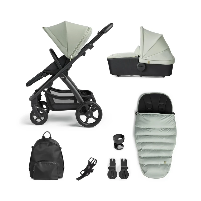Silver Cross - Tide Pushchair & Accessory Pack - Durable Multi-Terrain Pram - Freestanding Fold & Multi-Height Handle Bar - Newborn to 4 Years - Sage