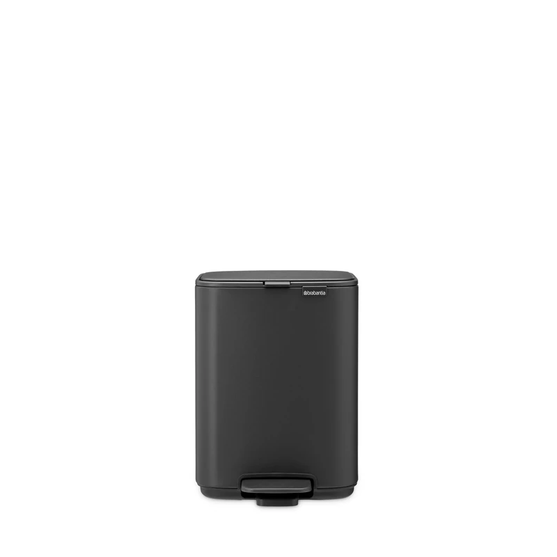 Brabantia Bo Pedal Bin 4L (Mineral Infinite Grey), Space-Efficient and Soft Closing Waste Bin with Light Pedal Operation, Easy to Clean Plastic Inner Bucket with Free PerfectFit Rubbish Bags Included