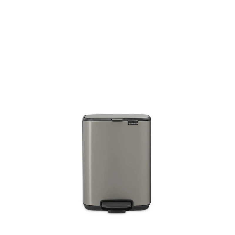 Brabantia Bo Pedal Bin 4L (Platinum), Space-Efficient and Soft Closing Waste Bin with Light Pedal Operation, Easy to Clean Removable Plastic Inner Bucket with Free PerfectFit Rubbish Bags Included