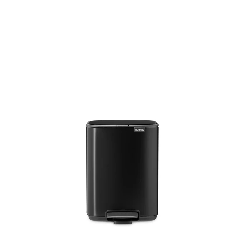 Brabantia Bo Pedal Bin 4L (Matt Black), Space-Efficient and Soft Closing Waste Bin with Light Pedal Operation, Easy to Clean Removable Plastic Inner Bucket with Free PerfectFit Rubbish Bags Included