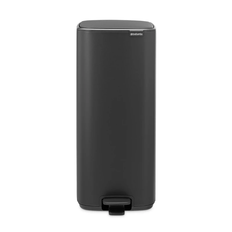 Brabantia Bo Pedal Bin 30L (Mineral Infinite Grey), Soft Closing Waste Bin with Light Pedal Operation, Easy to Clean Removable Plastic Inner Bucket with Free PerfectFit Rubbish Bags Included