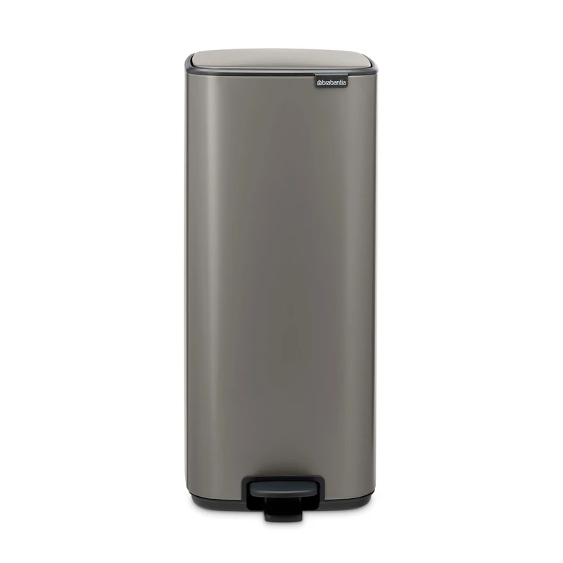 Brabantia Bo Pedal Bin 30L (Platinum), Soft Closing Waste Bin with Light Pedal Operation, Easy to Clean Removable Plastic Inner Bucket with Free PerfectFit Rubbish Bags Included