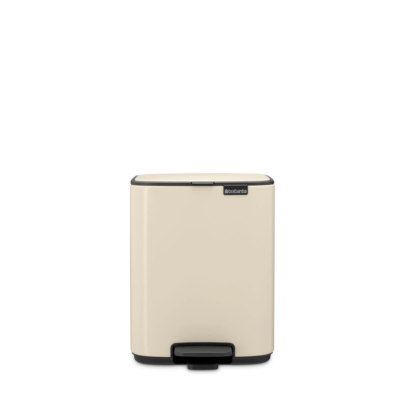 Brabantia Bo Pedal Bin 7L (Soft Beige), Soft Closing Waste Bin with Light Pedal Operation, Easy to Clean Removable Plastic Inner Bucket with Free PerfectFit Rubbish Bags Included