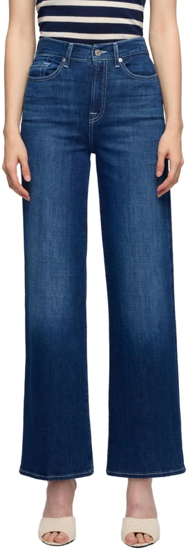 7 For All Mankind Womens Lotta Ankle Stormy Drift Pants, Dark Blue, 25W UK