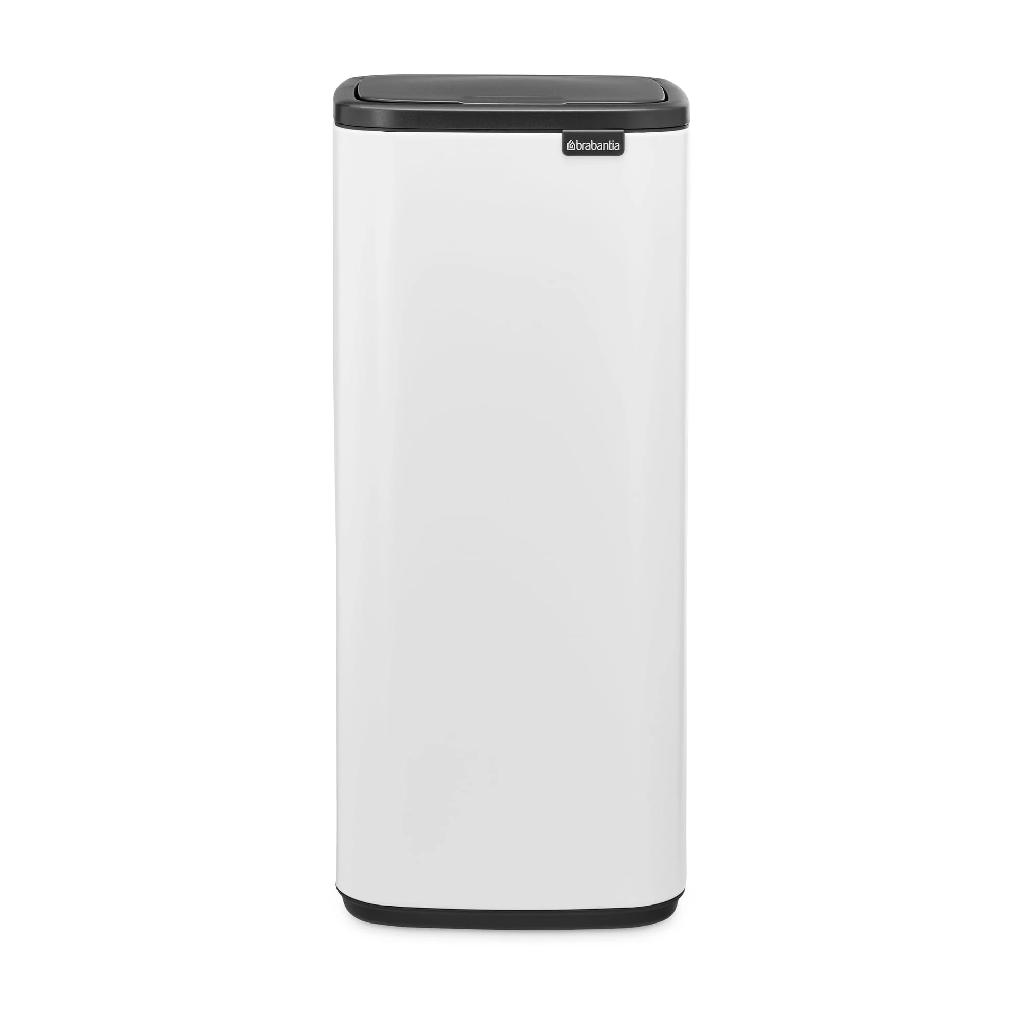 Brabantia Bo Touch Bin 30L (White), Space-Efficient and Rectangular Waste Bin with Soft-Touch Opening System, Easy to Clean Removable Plastic Inner Bucket with Free PerfectFit Rubbish Bags Included