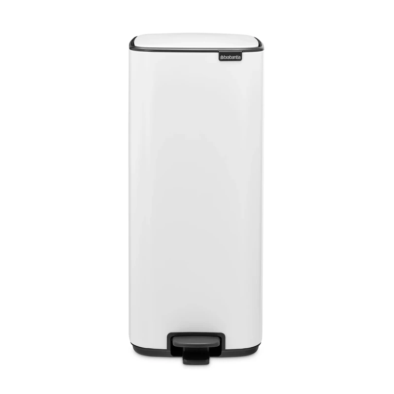Brabantia Bo Pedal Bin 30L (White), Soft Closing Waste Bin with Light Pedal Operation, Easy to Clean Removable Plastic Inner Bucket with Free PerfectFit Rubbish Bags Included