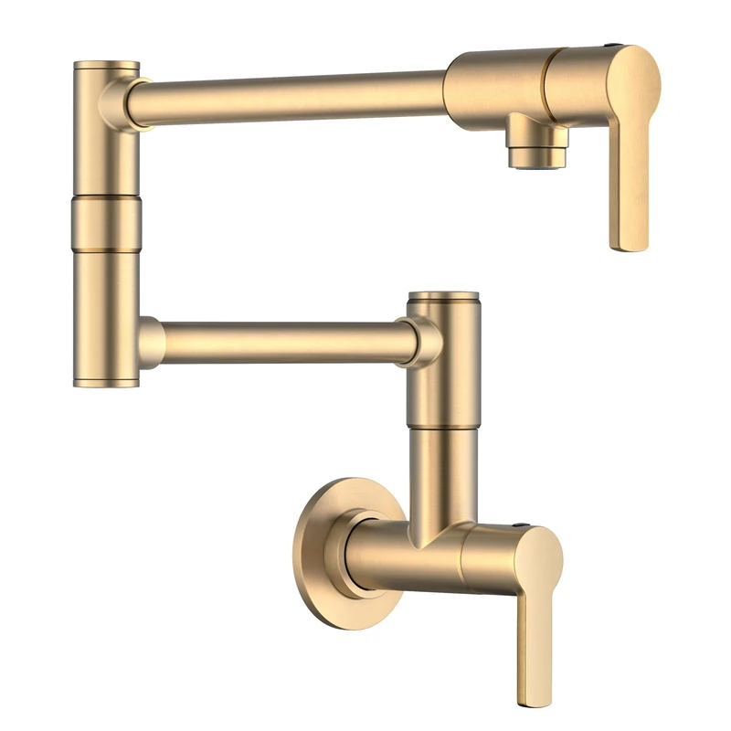 Kraus Oletto Pot Filler Faucet with Retractable Arm, Wall Mount Kitchen Faucet, Pot Filler for Stove in Spot-Free Brushed Brass, KPF-5001SFBB