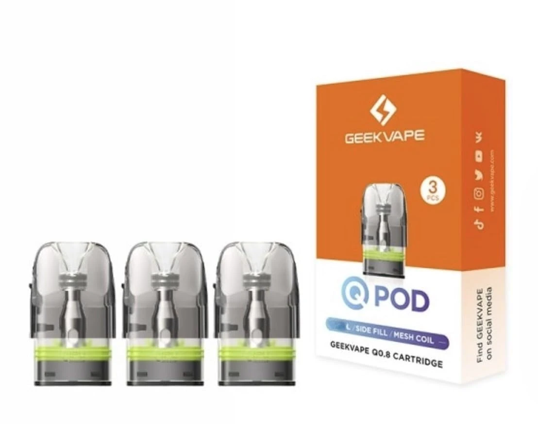 Geek-Vape Q & wenaxq Cartridges Compatible with SonderQ, SonderQ2, Pro, Mini, Aegis HeroQ Kits Available, No Nicotine (0.8 OHM (Large - Side Fill))