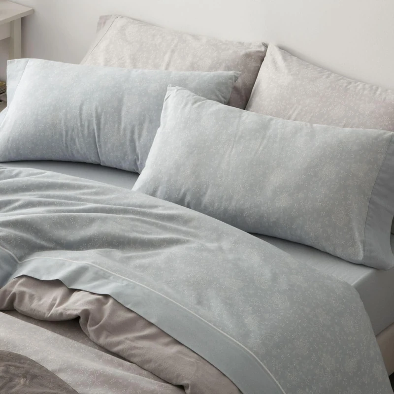 Burrito Blanco | Cotton Flannel Sheets | Bed 120 cm Design 575 | Blue (120 x 190/200 cm.)