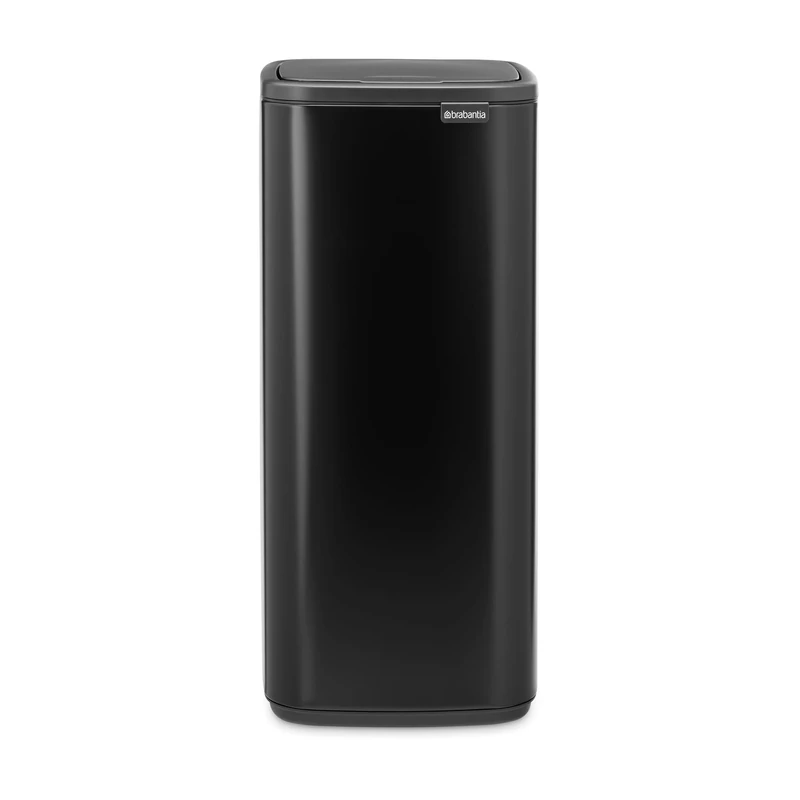 Brabantia Bo Touch Bin 30L (Matt Black), Space-Efficient and Rectangular Waste Bin with Soft-Touch Opening System, Easy to Clean Plastic Inner Bucket with Free PerfectFit Rubbish Bags Included