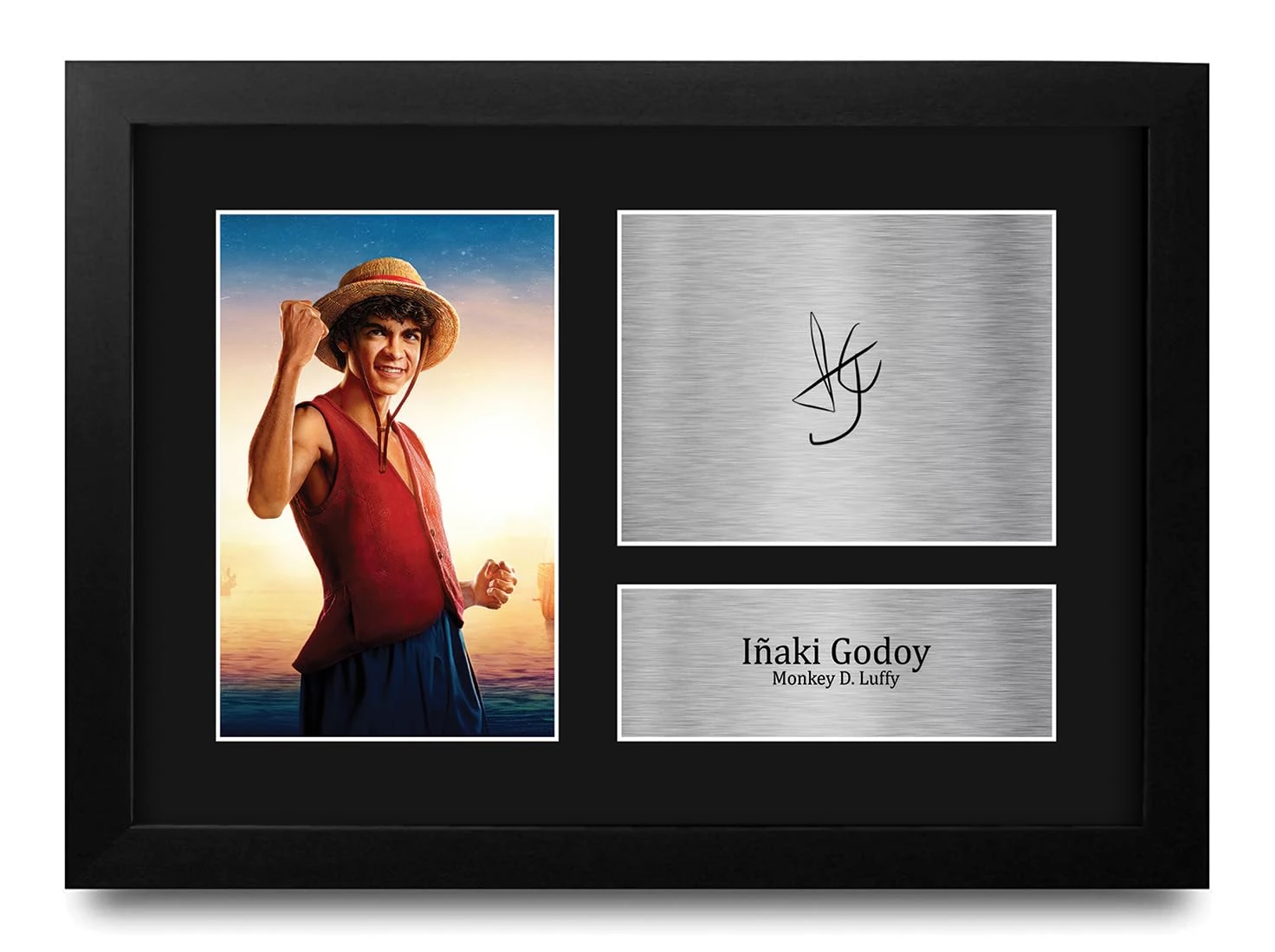HWC Trading Iñaki Godoy One Piece Monkey D. Luffy Gifts Printed Signed Autograph Picture for TV Show Fans - A4 Framed