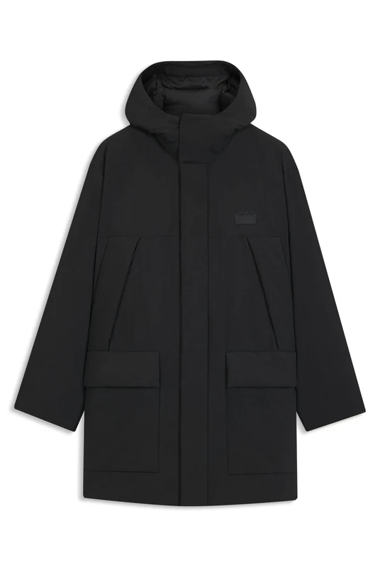 HUGO Mens Mandev2541 Water-repellent hooded puffer coat with split logo - Image 1