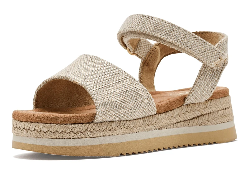 TOMS Youth Girl's Diana Sandal, Champagne Glimmer Slub Canvas, 2 UK