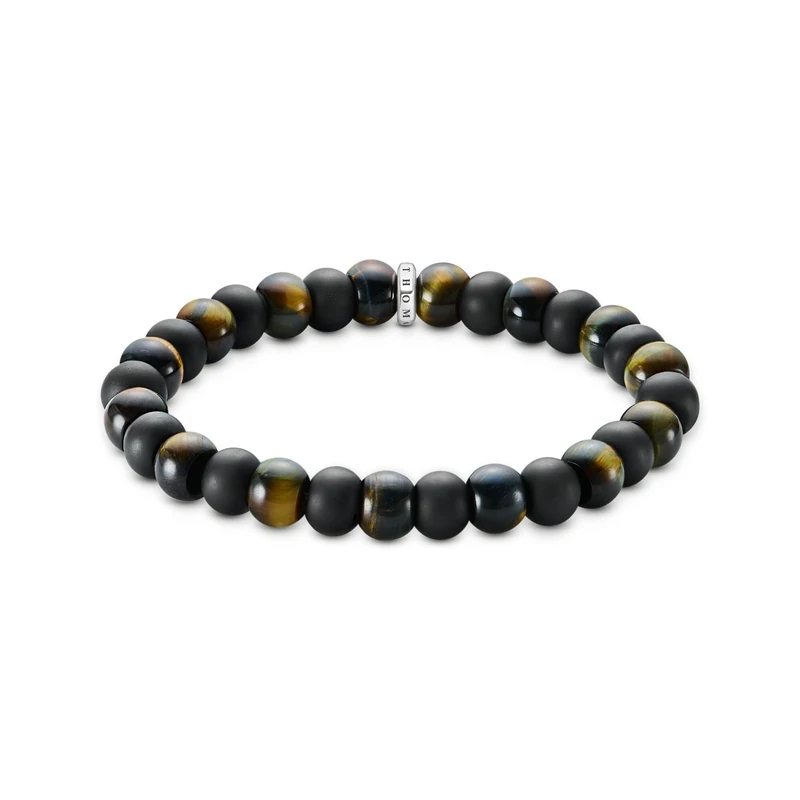 Thomas Sabo A2196-806-11-L21 Bracelet Obsidian and Tiger's Eye Recycled 925 Silver - Image 1