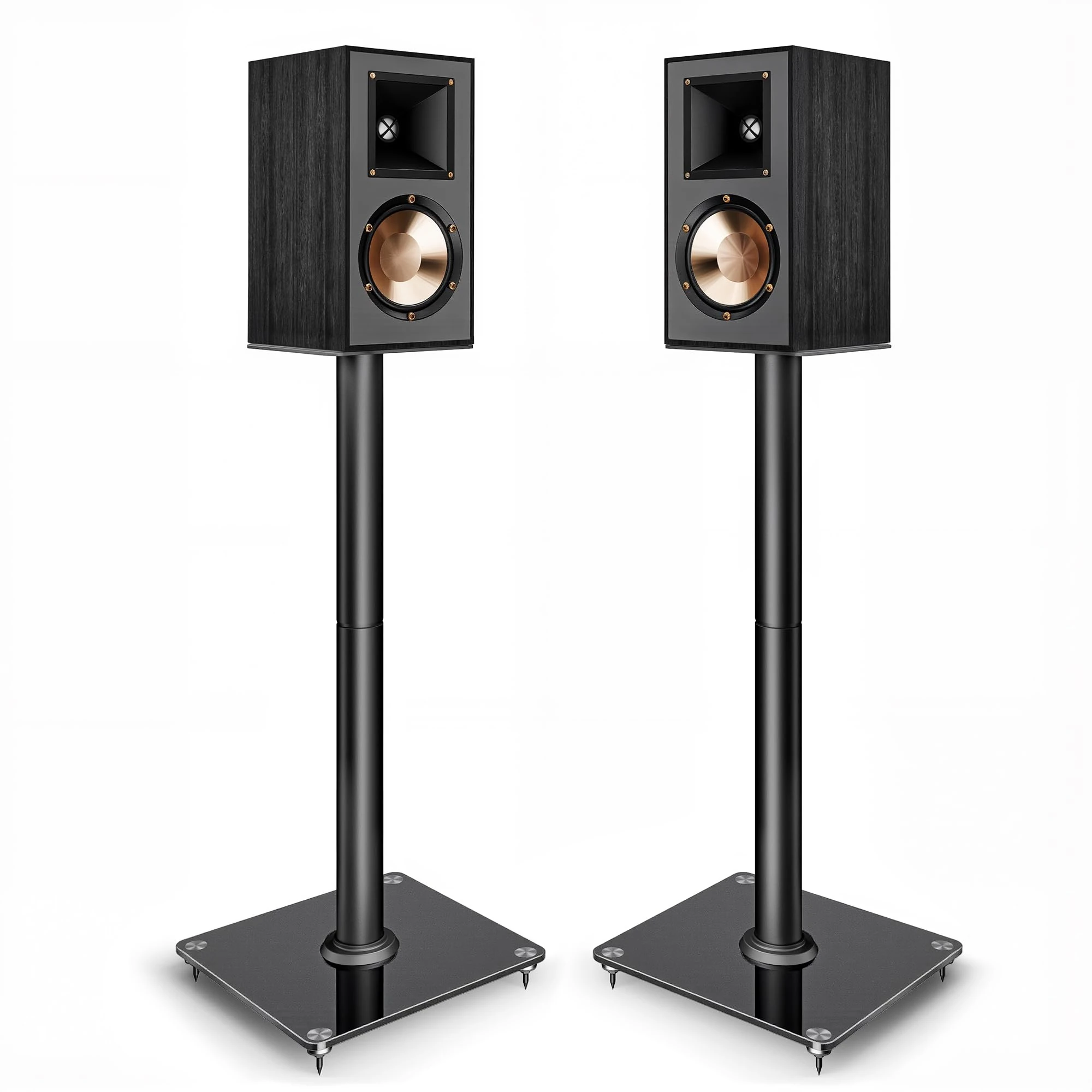PEGZONE Speaker Stands for Surround Sound,55 LBS Capacity,30.1 inch universal Speaker stands Floor Pair,Cable Management,Large Base,1 Pair,Black