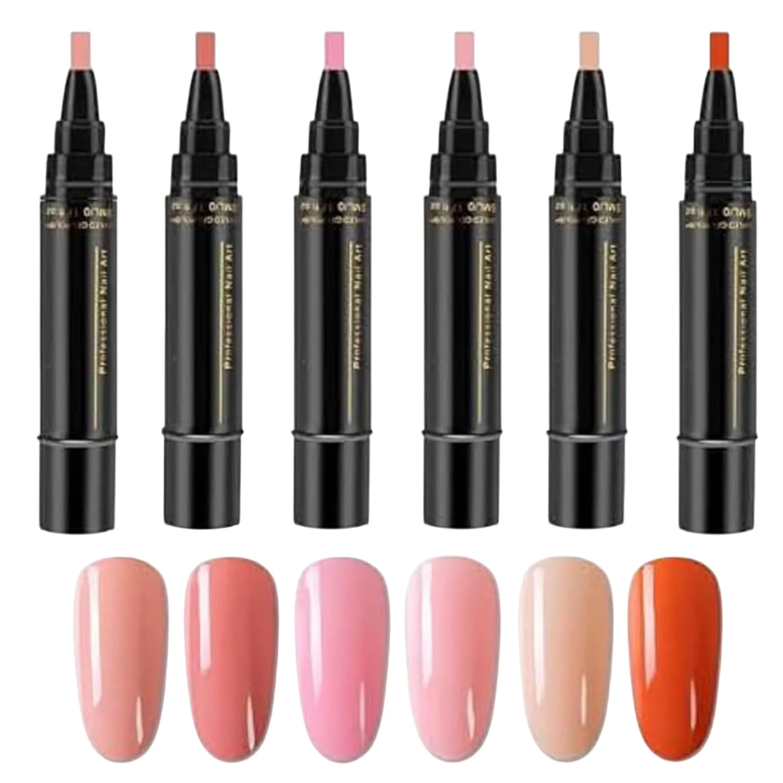 Polishey Nail Polish Pens UK, Quick-Dry 6 Colors Gel Nail Polish Pens, Non UV Gel Nails Polis-h Crafts Pen, Ge-l Nails Polis-h Pen, Soak Off Tools For Women Girls
