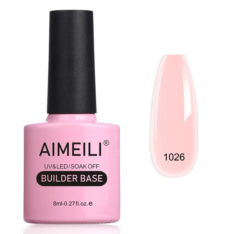 AIMEILI Builder Nail Gel, Shine Finish and Long Lasting Nail Strengthener Enhancement Building Rubber Base Coat for Manicure - BD1026