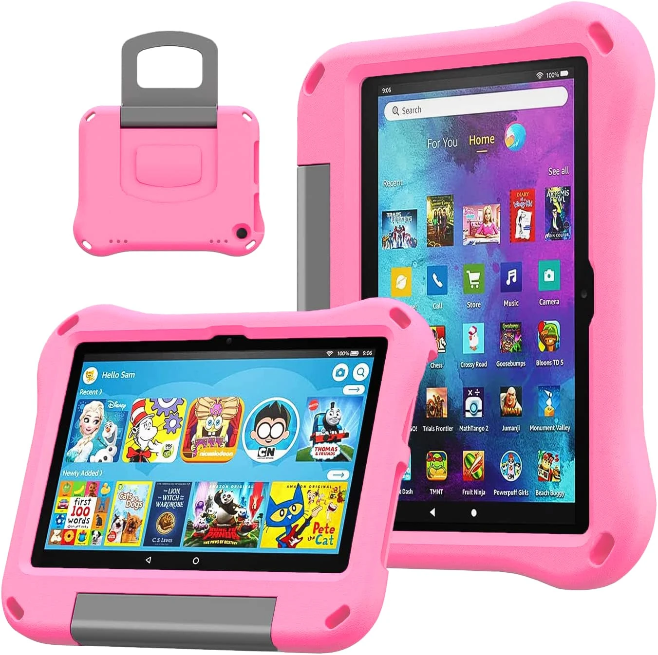 Tablet 8 Case and Cover for Kids-DJ&RPPQ Lightweight Shockproof Kids Friendly Case with Handle Stand (2024/2022/2020 Release,12th/10th Generation)(Incompatible with iPad Samsung 8 inch) (Light Pink)