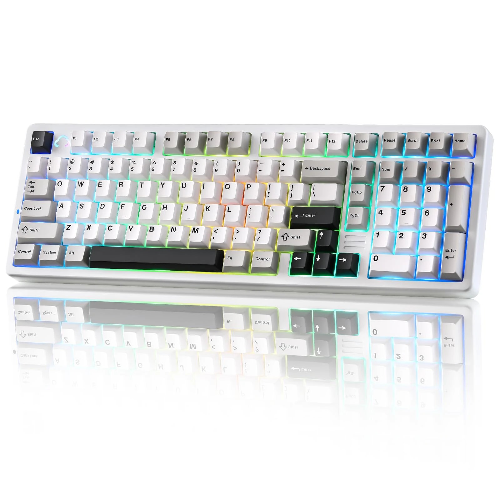 YUNZII AL98 QMK/VIA Wireless Mechanical Gaming Keyboard, Full Aluminum, BT/2.4G/USB-C, Pre-Lubed Hot Swappable Linear Switches Gasket Mount 1800 Layout (White, Cocoa Cream V2 Switch)