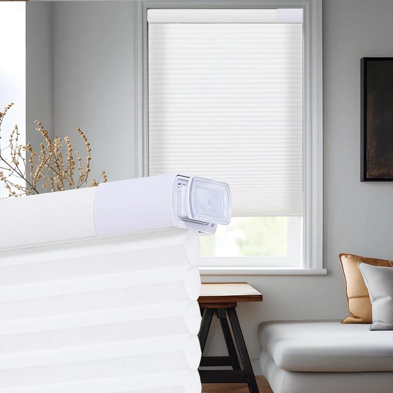 Tonature No Drill No Tools Cellular Shades for Indoor Windows 38mm Honeycomb Blinds Cordless Free Stop Blinds for Windows White Light Filtering 26.5" WX64 H