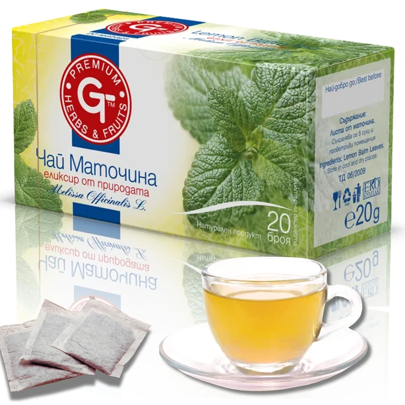 Premium GT Green Tea Lemon Balm 20 Bag | Refreshing herbal tea bags | Gentle lemon tea Infusion | Caffeine Free, Floral Aroma, Eco-Friendly & Biodegradable Tea I Hot or Iced Tea Bags