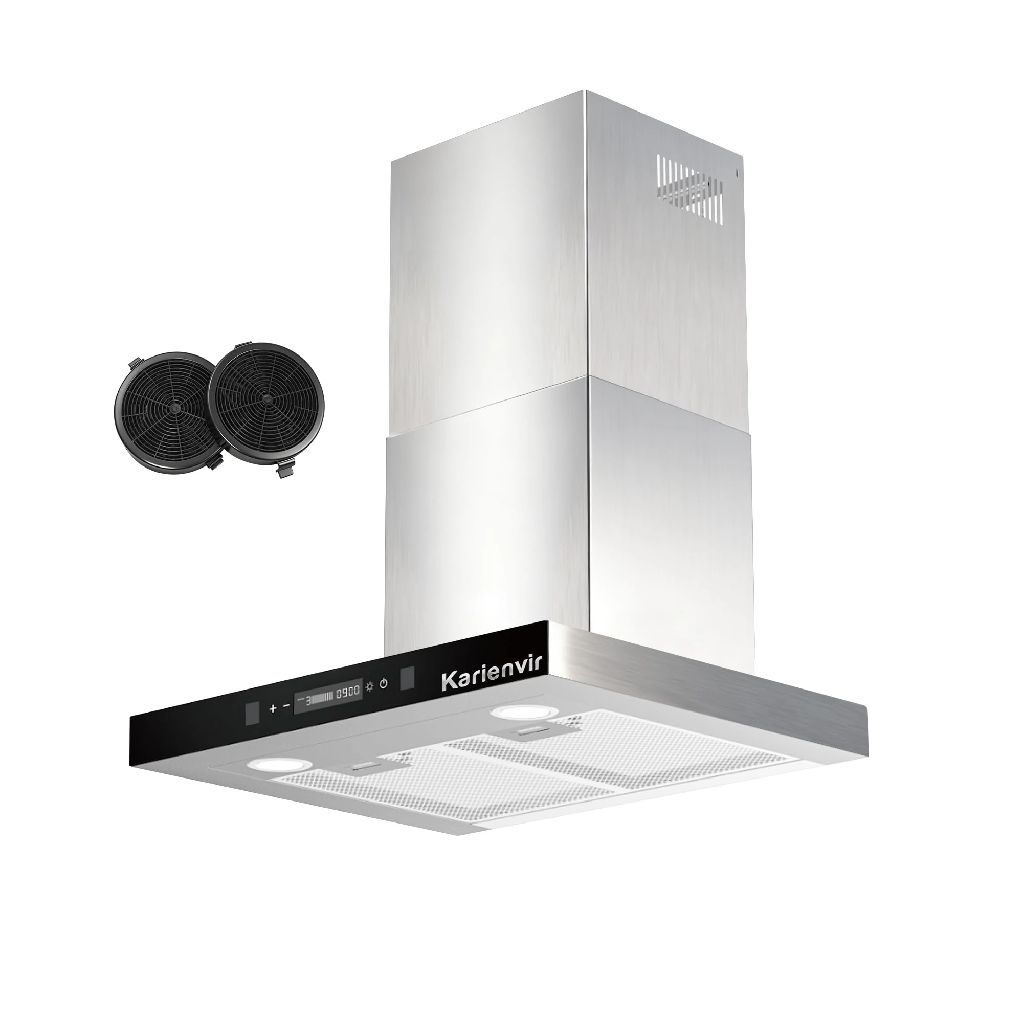 Karienvir 60CM Cooker Hood Wall Mount Chimney Hood, 700 m³/h Kitchen Extractor Hood, Touch and Gesture Control, Ducting & Recirculating Cooker Hood with 4 Speed, LED Lights