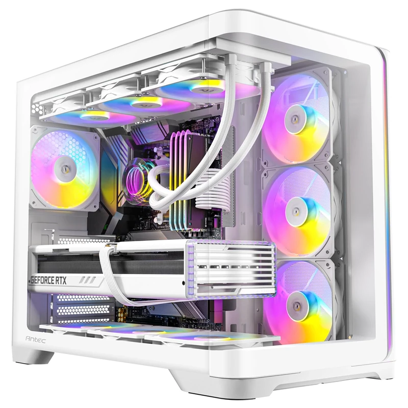 Antec C5 Curve ARGB ATX Mid Tower Gaming Case - White - 3 ARGB Fans