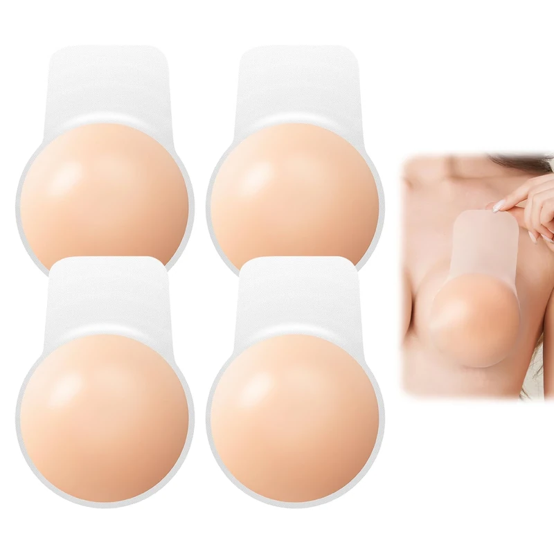 Sticky Bra 2 Pairs Backless Silicone Bra for Women Skin-Friendly Push Up Boobtapes for Party Bar Wedding Deep V All Backless Clothes and Dresses