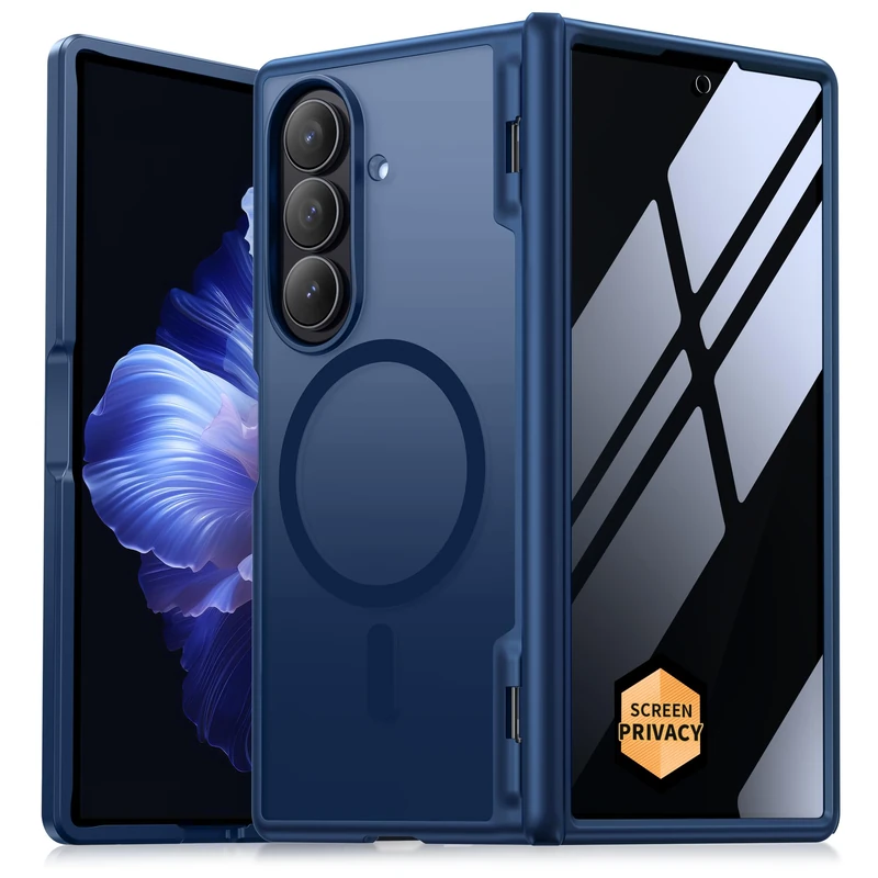 MOBOSI Magnetic for Z Fold 7 Case with Privacy Screen Protector, Samsung Galaxy Z Fold7 Cover[Compatible with Magsafe & Full Body Hinge Protection] Shockproof Phone Cases for zfold 7, Blue Shadow - Image 1