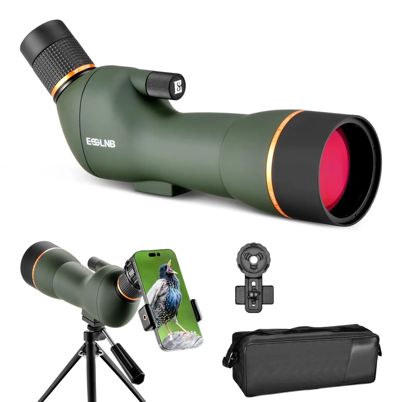ESSLNB 20-60x70 Spotting Scopes with Tripod, BAK4 High Definition Waterproof Compact Spotter Scope with Carrying Bag and Phone Adapter for Bird Watching Wildlife Scenery Target Shooting Hunting
