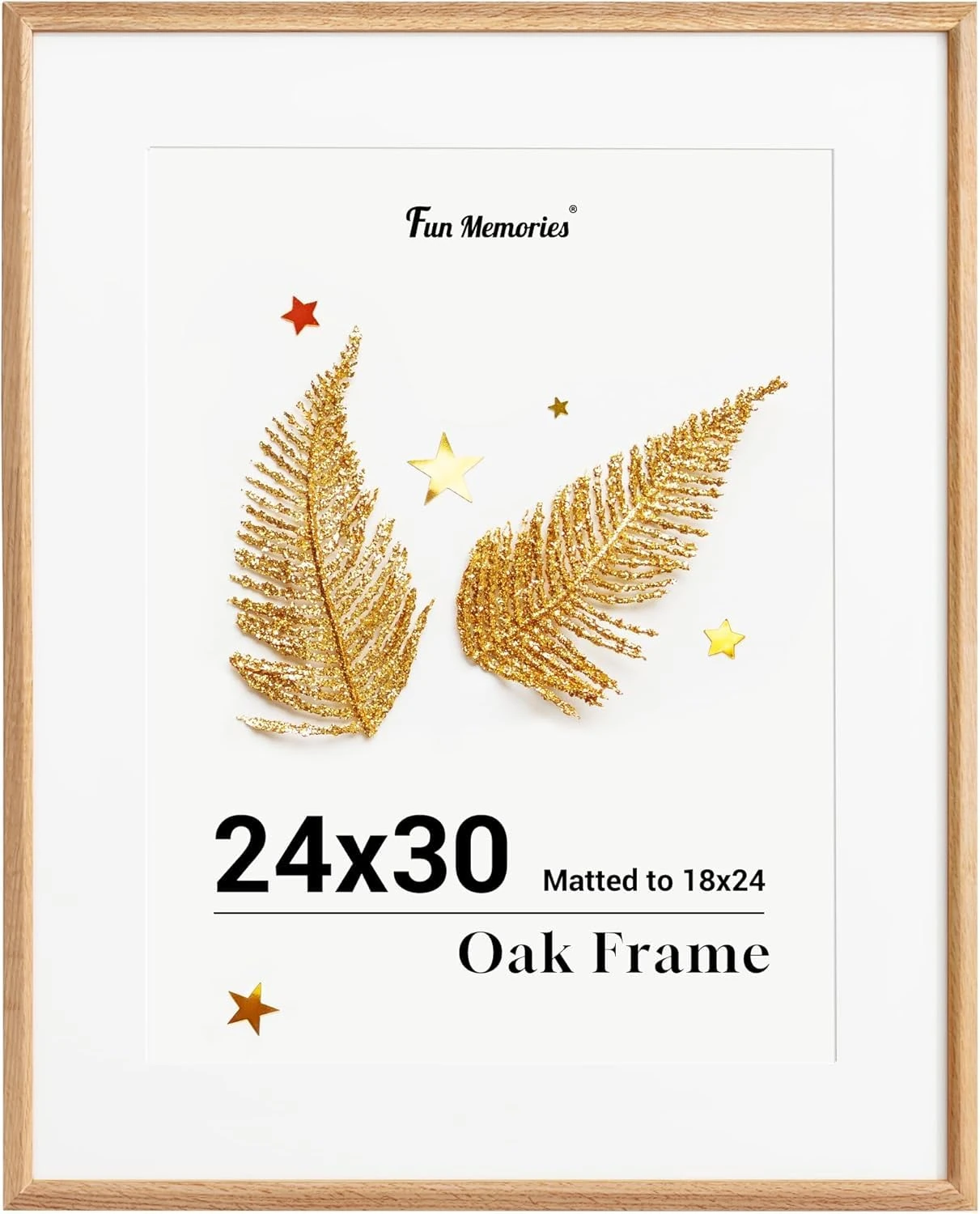 24x30 Picture Frame, Solid Oak Wood Frame for Wall, 24x30 Matted frame for 18x24, Natural Oak Wood Frame for Home Decor, Set of 1