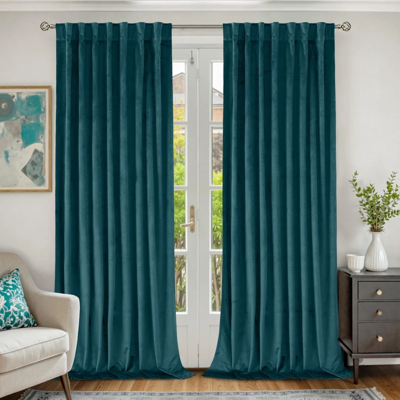 BGment Teal Velvet Curtains for Living Room, Super Soft Thermal Insulated Blackout Curtains 84 inches Long Noise Reduce Back Tab and Rod Pocket Luxury Drapes for Bedroom, 2 Panels, 60 x 84 Inch