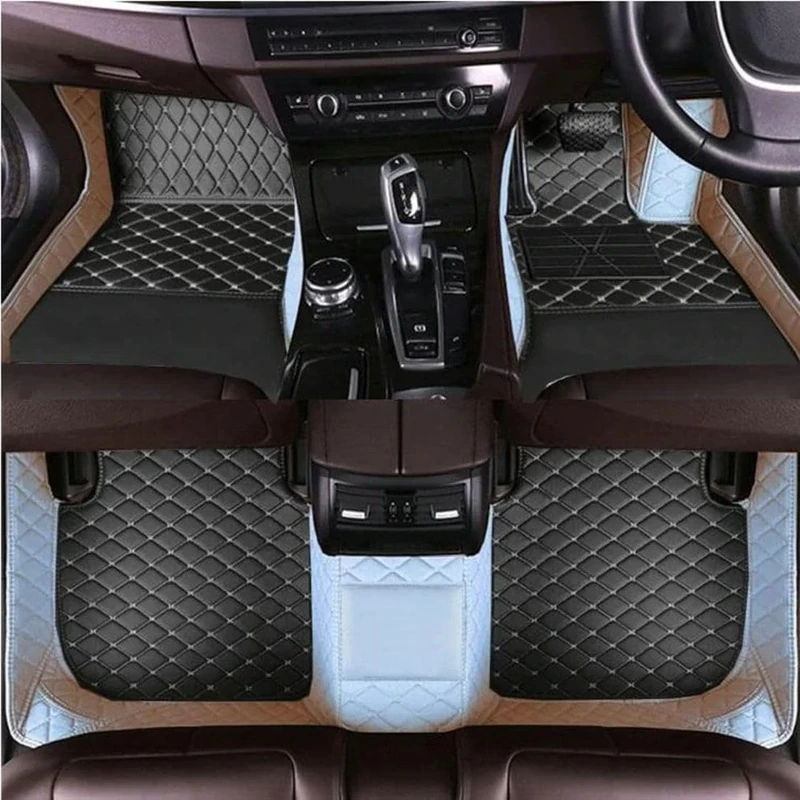 Custom car Floor mats Suitable for 99.99% car Truck SUV,car mats All Weather Personalized,Full Coverage Luxury Car Mats, Anti-Slip Leather Floor mats (White Black)
