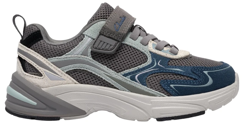Clarks CraftonVibe K Childrens Grey/Green Combi, 8 - Image 1