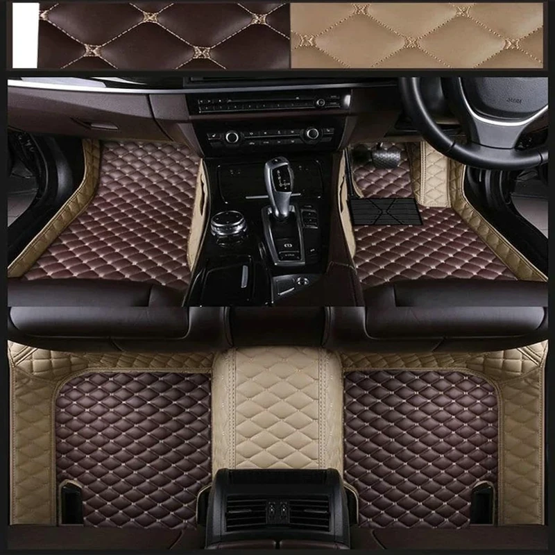 Custom car Floor mats Suitable for 99.99% car Truck SUV,car mats All Weather Personalized,Full Coverage Luxury Car Mats, Anti-Slip Leather Floor mats (Beige Coffer)