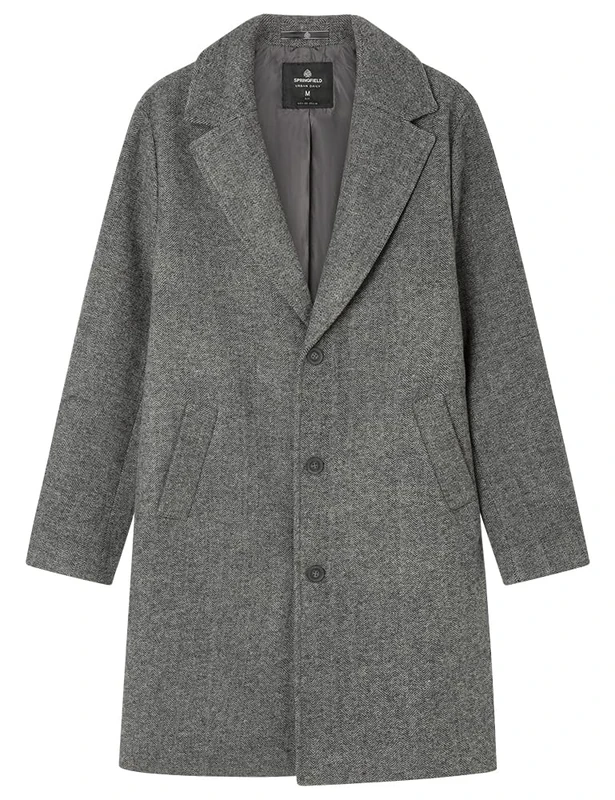 SPRINGFIELD Men's Woolen Herringbone Coat Sport Jacket, gris, XL - Image 1
