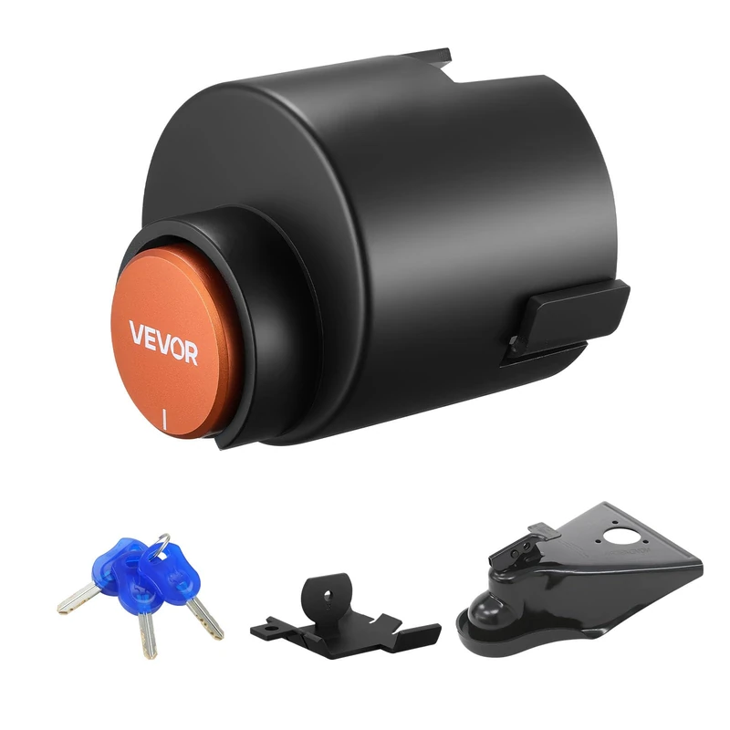 VEVOR Trailer Lock, Fits 2-5/16-Inch Airstream Couplers, Heavy Duty Hitch Lock with 3 Keys Secures Security Chains, Rust-Resistant, Anti-Theft Trailer Tongue Locks for RV, Trailer, and Boat