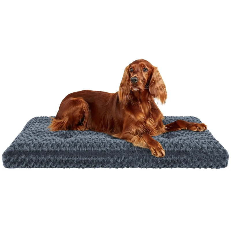 Homaxy Extra Large Dog Bed, Soft Orthopedic Dog Crate Mattress Anti-Anxiety Calming Dog Pillow with Non-Slip Bottom Washable Cushion Pet Mat, 130x92x11cm, Dark Grey