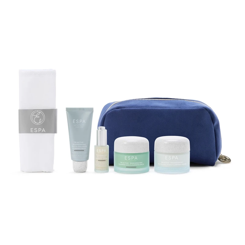 ESPA Luminous Regenerating Collection | Anti-Aging Skincare Gift Set with Phyto-Collagen & Bio-Retinol to Reduce Wrinkles & Plump Skin | Includes Cleansing Balm, Cream, Serum, Mask & Cleansing Cloth