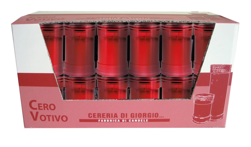 60 Votive Candles Model P30 - Red - Without Label - Diameter 6.3 cm Height 9.5 cm - Cereria di Giorgio - Spare Pack