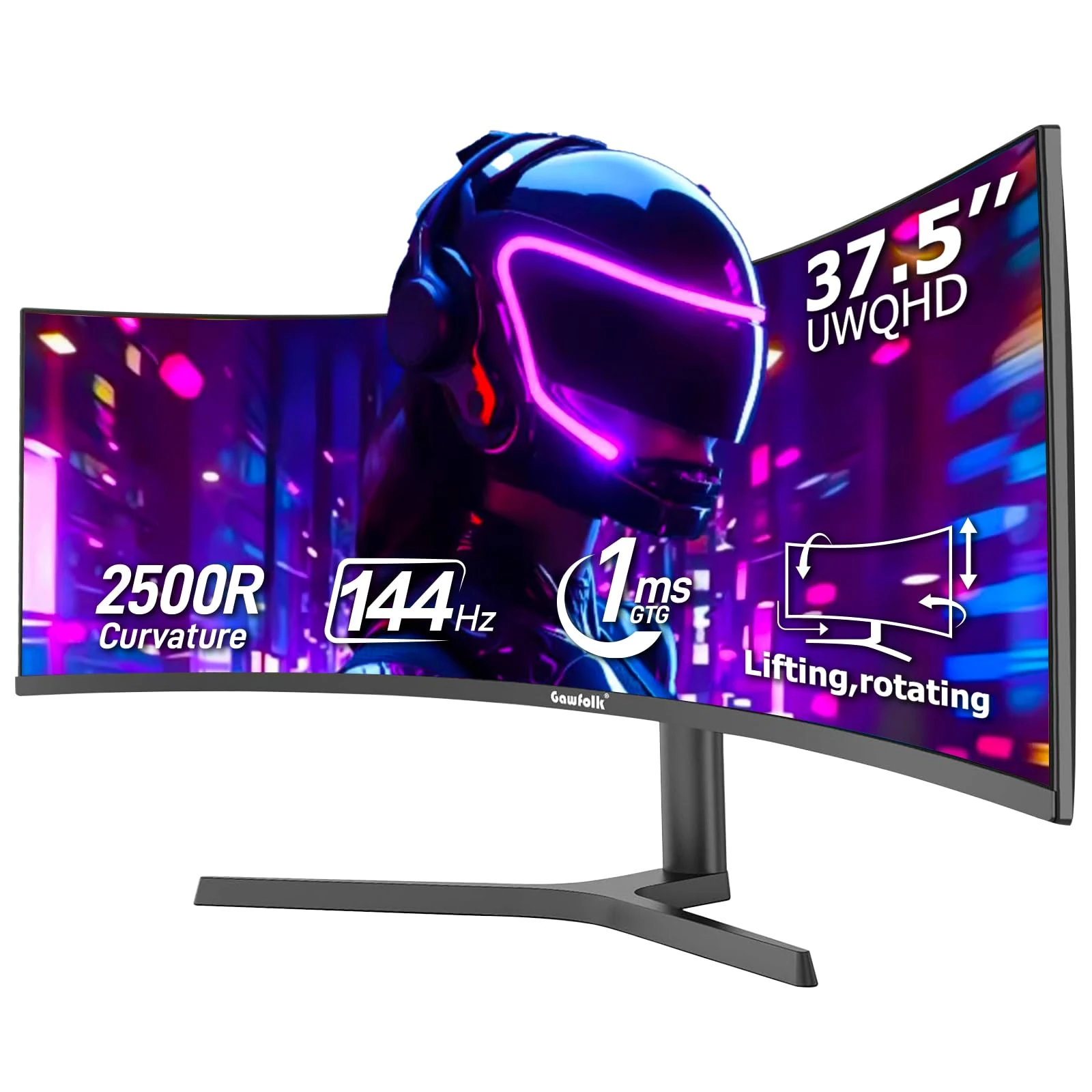 38 Inch Curved Gaming Monitor, 1500R PC Screen 144hz UWQHD 3840x1600, Curved Screen Computer Display with FreeSync & Eye-Care Technology, DP, HDMI, Ultra-Thin Bezel
