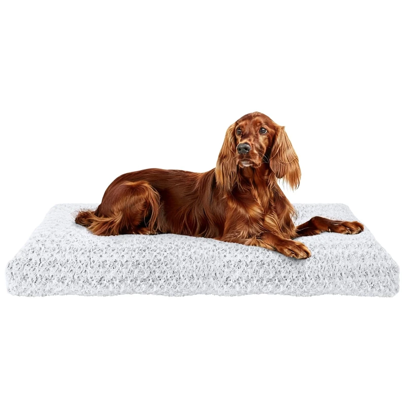 Homaxy Thick Large Dog Bed, Soft Fluffy Dog Crate Mattress Anti-Anxiety Calming Dog Pillow with Non-Slip Bottom Washable Orthopedic Cushion Pet Mat Cat Bed, 130x92x11cm, White