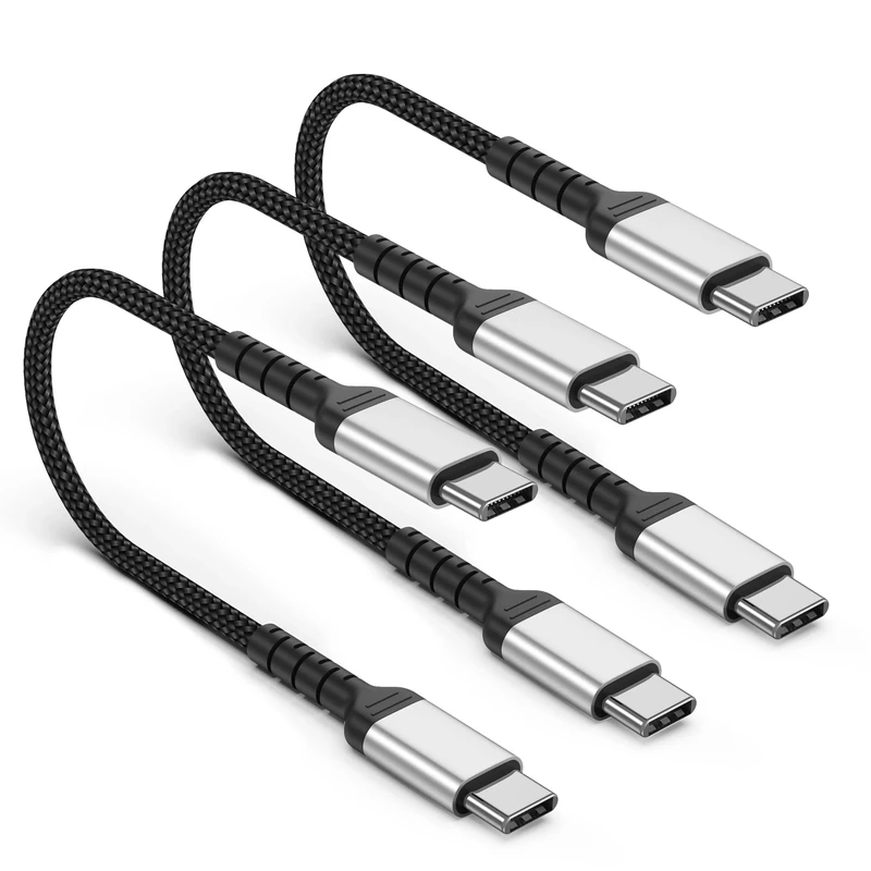 USB C to USB C Short Cable 3Pack, 30CM 60W 20V/3A Type C to Type C Cable Fast Charging Braided Cord, Short USB C Charger Cables for iPhone 16/15 Pro Max, Samsung S25/S24, Huawei P80, Pixel