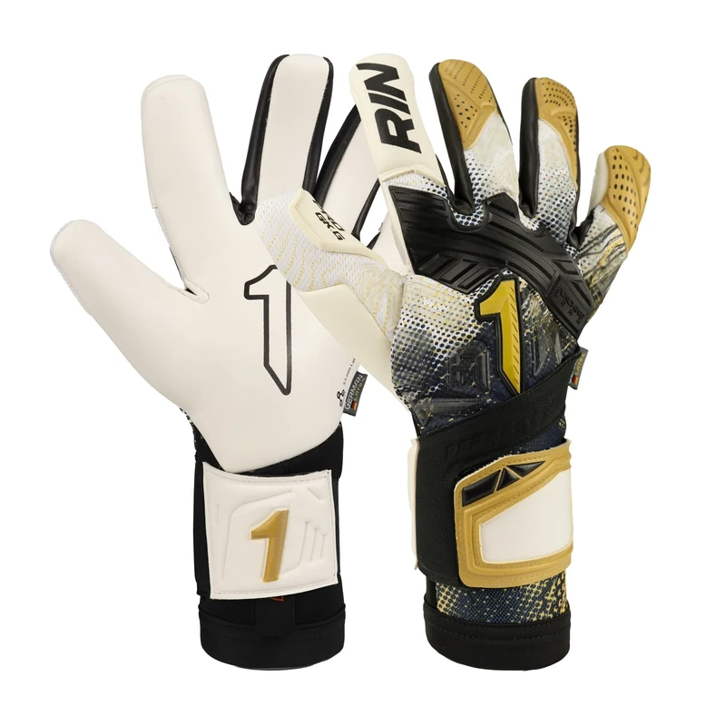 Rinat Fiera Pro Gold Adult Goalkeeper Gloves, Gold, Size 10