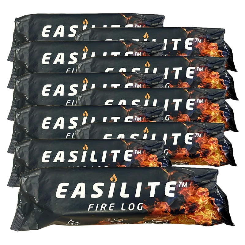 Instant Light Easilite Fire Logs - Pack of 10 Easy Lighting Wood FireLogs. Burns Approx. up to 2 Hours. Perfect for Open Fires, Fire Pits, Wood Stoves and Chimineas