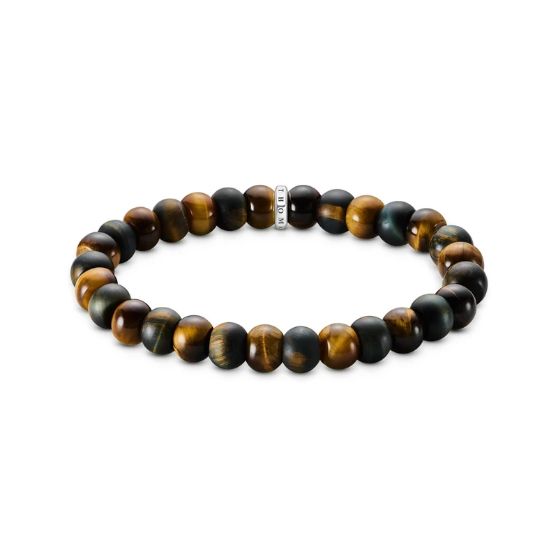 Thomas Sabo Tiger Eye Bracelet Brown Gold Blue Gold Recycled 925 Silver 21cm A2196-826-2-L21