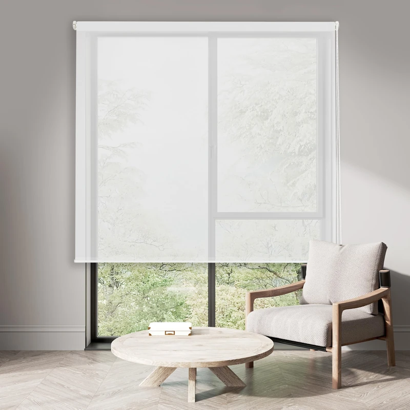 Blindecor | Aegean Model Blind | Roller Blind Screen 5% | 404 White - 60 x 180 | Fabric Measures 56 x 175 cm.