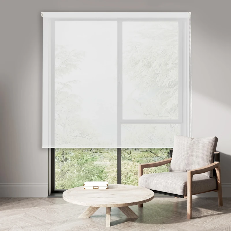 Blindecor | Aegean Model Blind | Roller Blind Screen 5% | 404 White - 100 x 180 | Fabric Measures 96 x 175 cm.